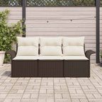 vidaXL Sofa Set mit Kissen 3 pcs Braun und Creme Poly-Rattan