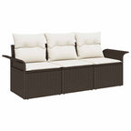 vidaXL Sofa Set mit Kissen 3 pcs Braun und Creme Poly-Rattan