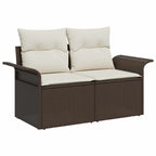vidaXL Sofa Set mit Kissen 3 pcs Braun und Creme Poly-Rattan
