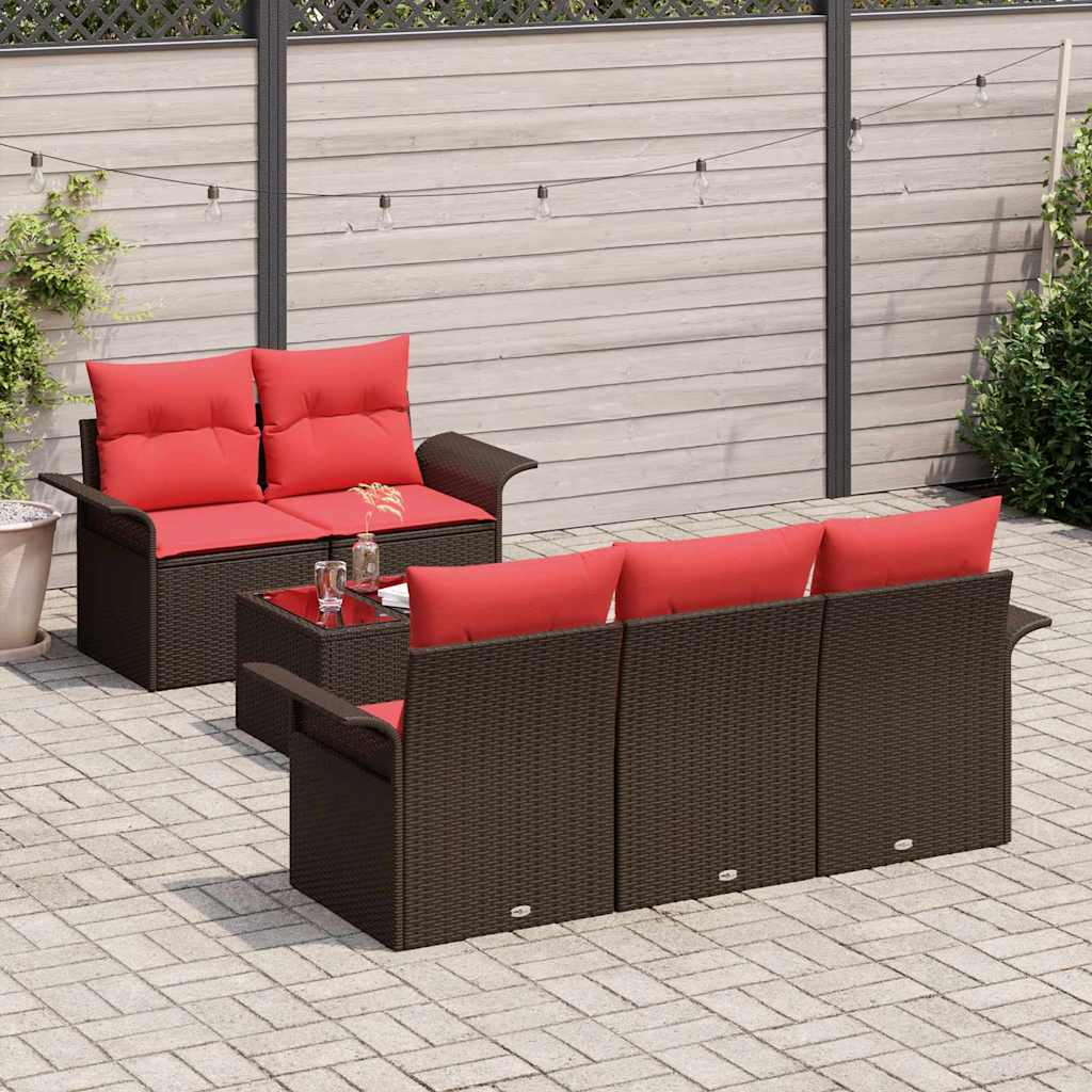 vidaXL Gartensofa-set mit Kissen 6 pcs Braun Poly-Rattan