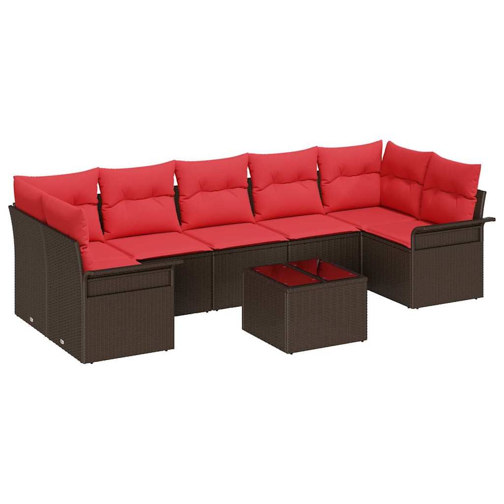 vidaXL Gartensofa-set 8 pcs Braun Poly-Rattan