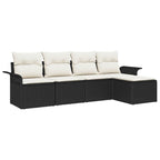 vidaXL Outdoor-Sofa mit Kissen 5 pcs Schwarz Poly-Rattan