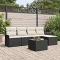 vidaXL Outdoor-Sofa mit Kissen 6 pcs Schwarz Poly-Rattan