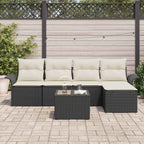 vidaXL Outdoor-Sofa mit Kissen 6 pcs Schwarz Poly-Rattan