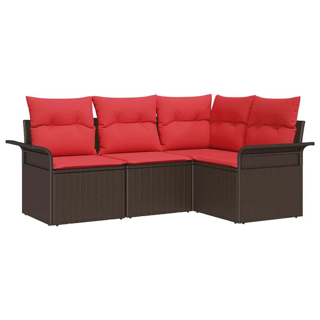 vidaXL Gartensofa-set mit Kissen Braun Poly-Rattan