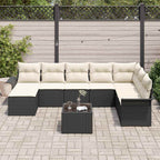 vidaXL Garten-Sofa-Set mit Kissen 9 pcs Schwarz Poly Rattan