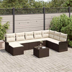 vidaXL Garten-Sofa-Set mit Kissen 9 pcs Schwarz Poly Rattan