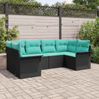 vidaXL Garten-Sofa-Set mit Kissen 6 pcs Schwarz Poly Rattan