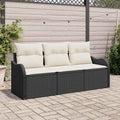 vidaXL Gartensofa-set mit Kissen 3 pcs Schwarz Poly-Rattan