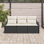 vidaXL Gartensofa-set mit Kissen 3 pcs Schwarz Poly-Rattan