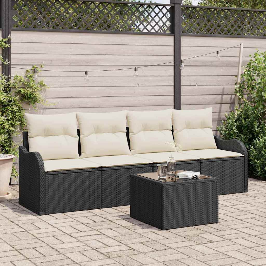 vidaXL Gartensofa-set Schwarz Poly-Rattan