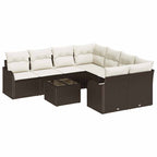 vidaXL Gartensofa-set mit Kissen mit Speicher 9 pcs Braun Poly-Rattan