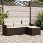 vidaXL Gartensofa-set mit Kissen mit Speicher 4 pcs Braun Poly-Rattan