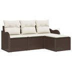 vidaXL Gartensofa-set mit Kissen mit Speicher 4 pcs Braun Poly-Rattan