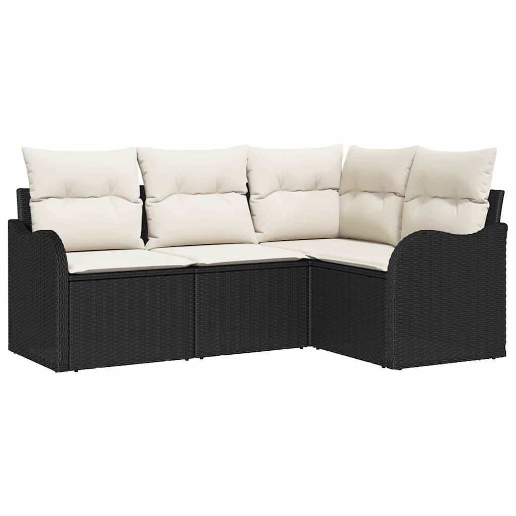 vidaXL Gartensofa-set 4 pcs Schwarz Poly-Rattan