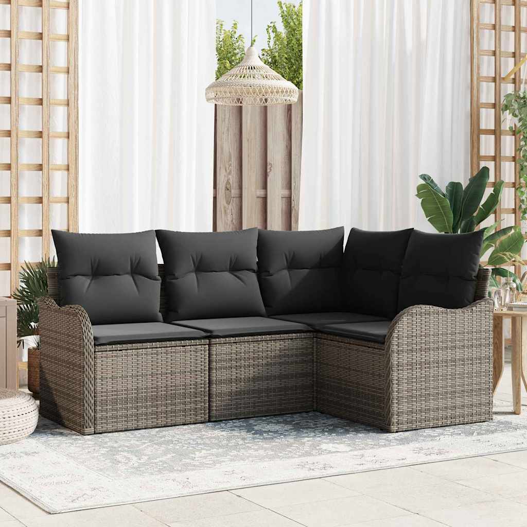 vidaXL Gartensofa-set 4 pcs Schwarz Poly-Rattan