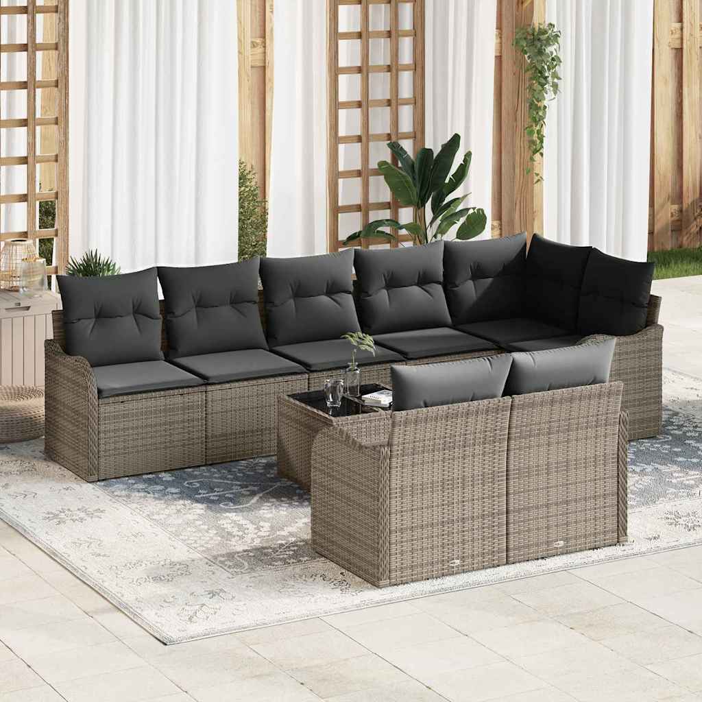vidaXL Gartensofa-set 9 pcs Grau Poly-Rattan