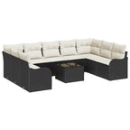 vidaXL Gartensofa-set 10 pcs Schwarz Poly-Rattan