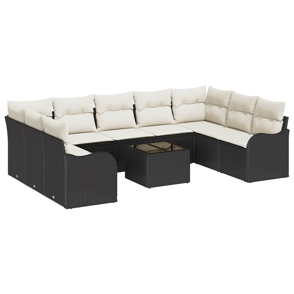 vidaXL Gartensofa-set 10 pcs Schwarz Poly-Rattan