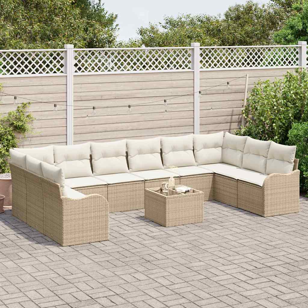 vidaXL Gartensofa-set 11 pcs Beige Poly-Rattan