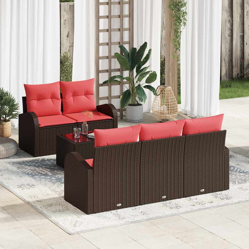 vidaXL Sofa Set mit Kissen 6 pcs Braun Polyester