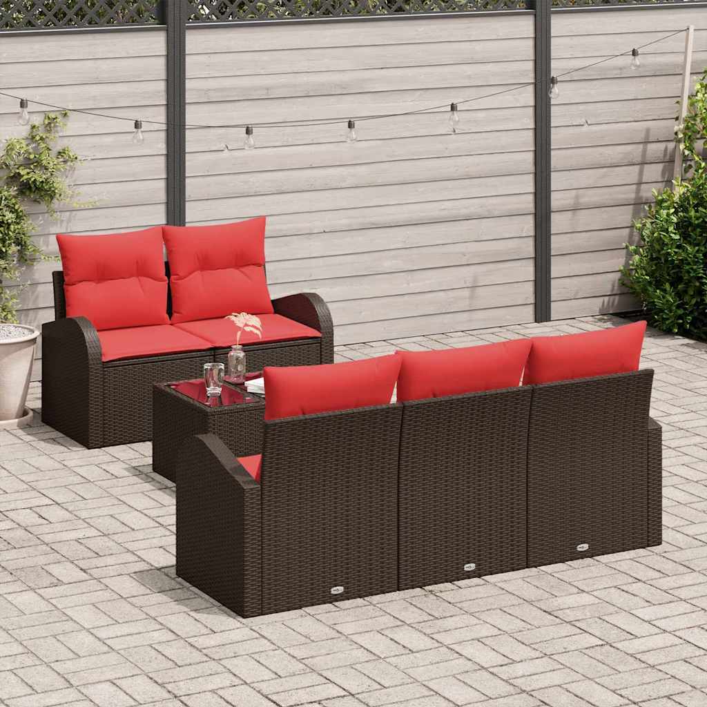 vidaXL Sofa Set mit Kissen 6 pcs Braun Polyester
