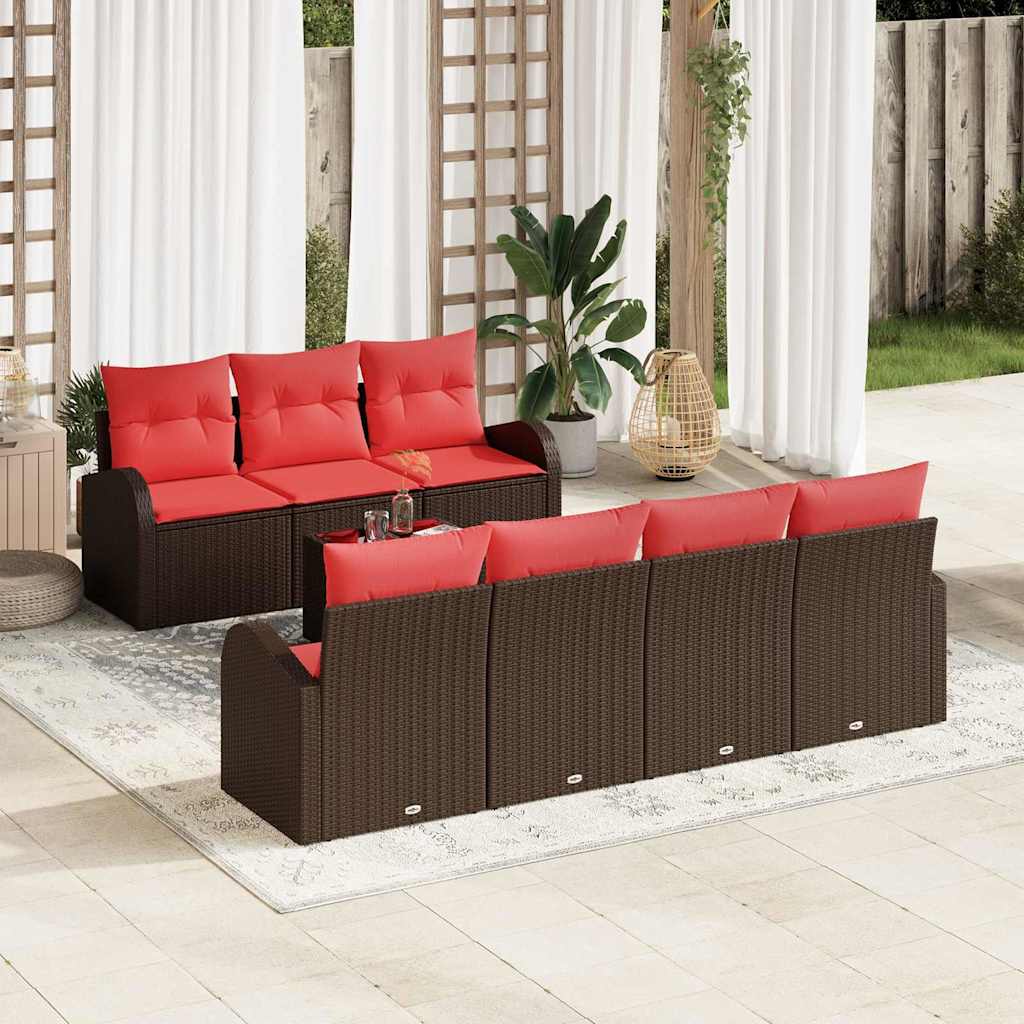 vidaXL Sofa Set 8 pcs Braun und Rot Polyester