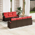 vidaXL Sofa Set 8 pcs Braun und Rot Polyester