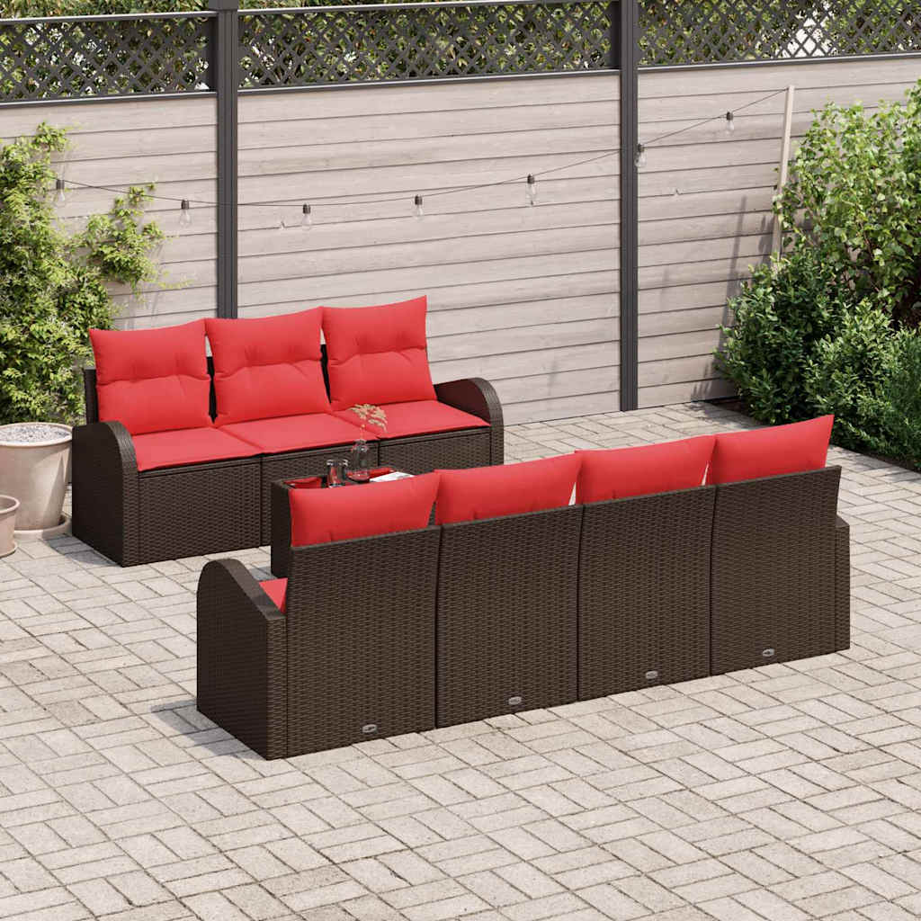 vidaXL Sofa Set 8 pcs Braun und Rot Polyester