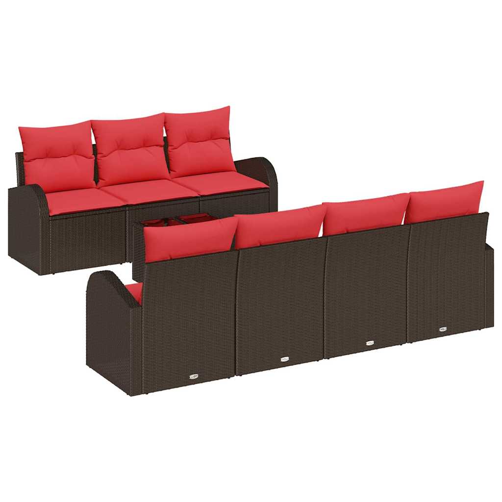 vidaXL Sofa Set 8 pcs Braun und Rot Polyester