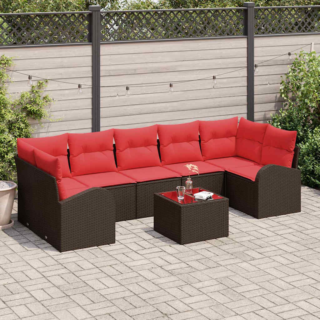 vidaXL Gartensofa-set Braun und Rot 55 x 55 x 37 cm Poly-Rattan