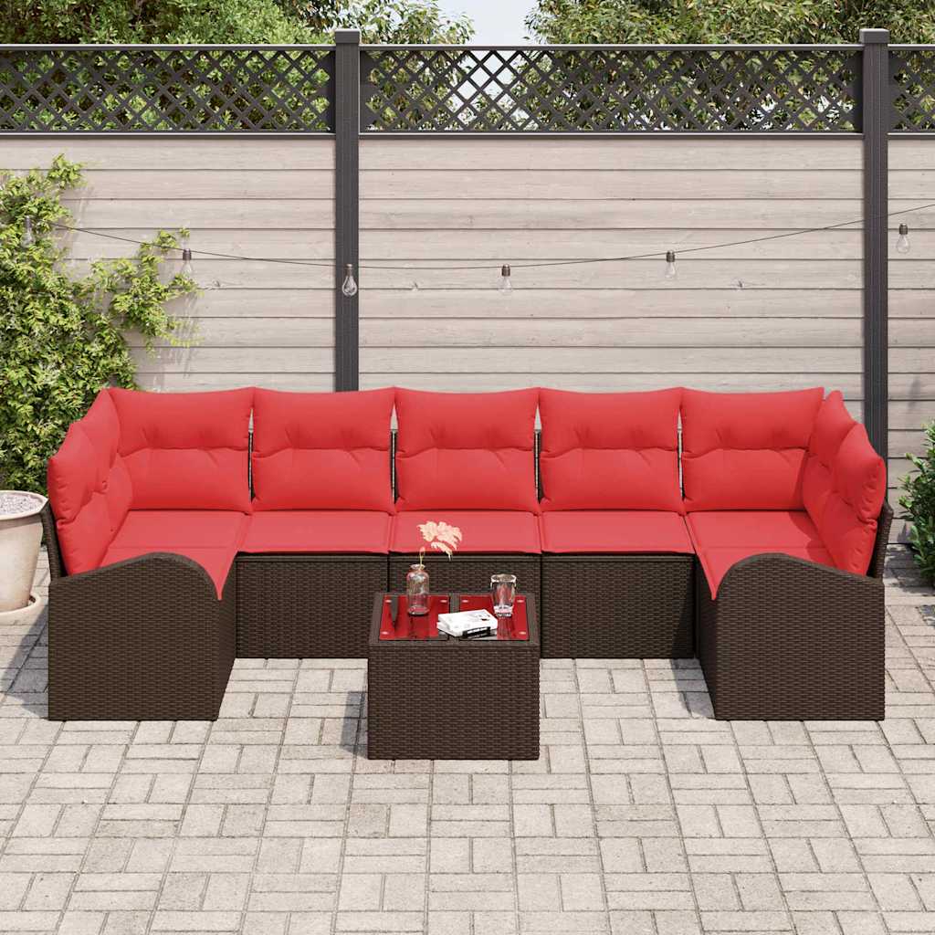 vidaXL Gartensofa-set Braun und Rot 55 x 55 x 37 cm Poly-Rattan