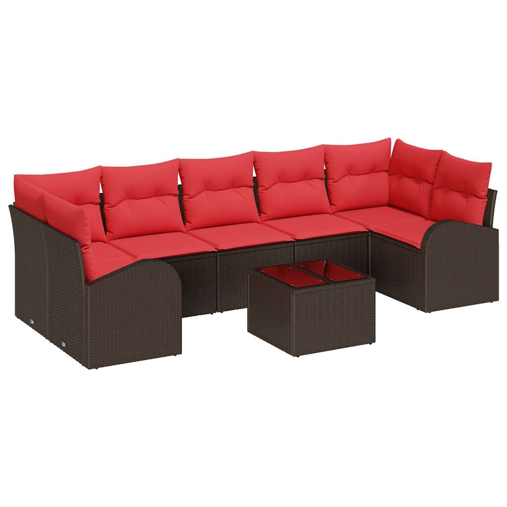 vidaXL Gartensofa-set Braun und Rot 55 x 55 x 37 cm Poly-Rattan