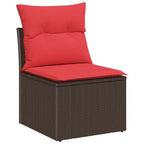 vidaXL Gartensofa-set Braun und Rot 55 x 55 x 37 cm Poly-Rattan