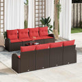 vidaXL Sofa Set 9 pcs Braun und Rot Polyester