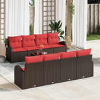 vidaXL Sofa Set 9 pcs Braun und Rot Polyester