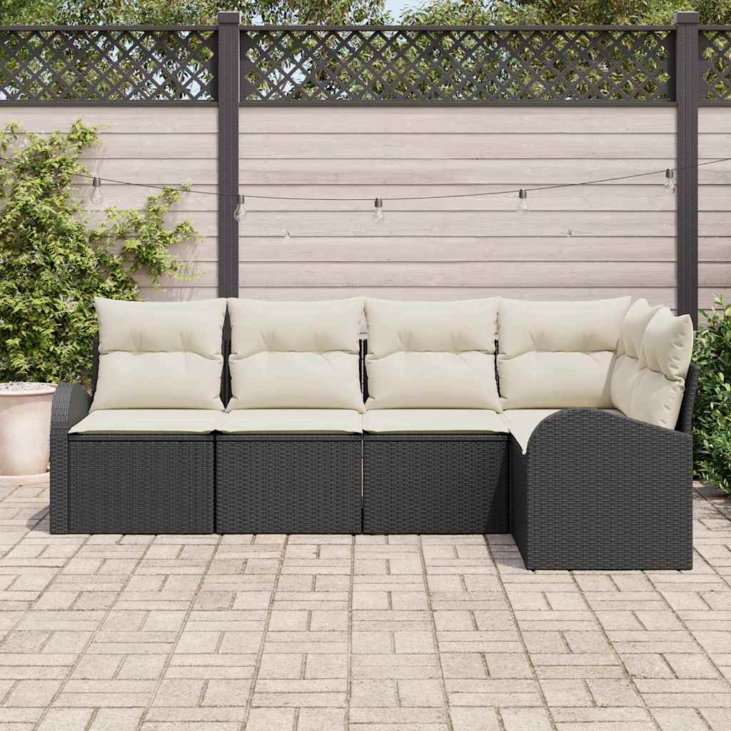 vidaXL Sofa Set mit Kissen 5 pcs Schwarz Polyester