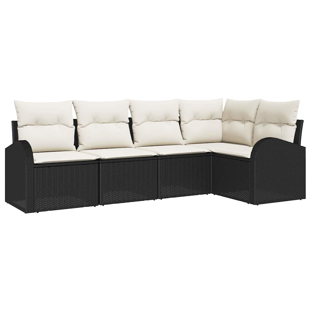 vidaXL Sofa Set mit Kissen 5 pcs Schwarz Polyester