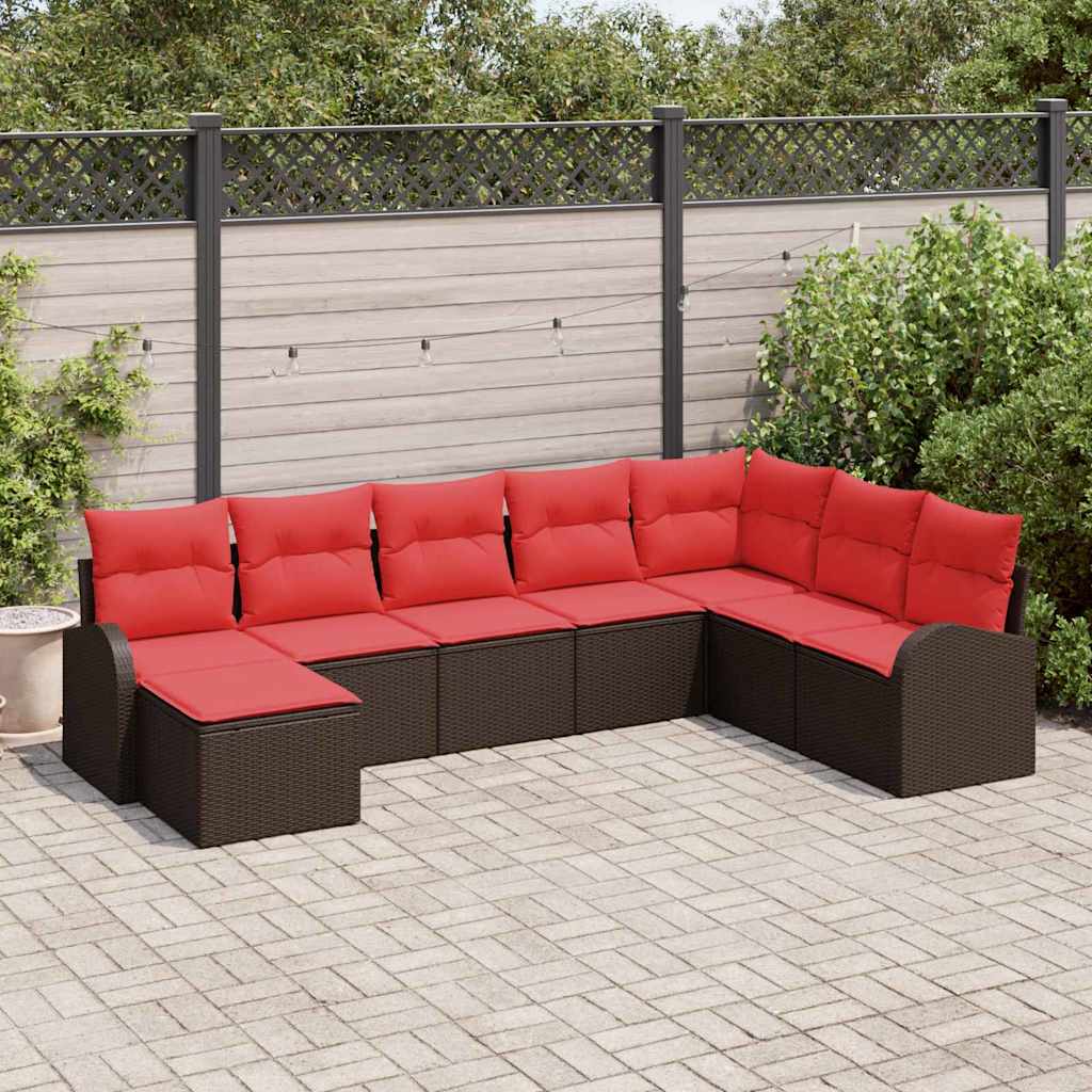 vidaXL Garten-Sofa-Set 8 pcs Braun Poly Rattan