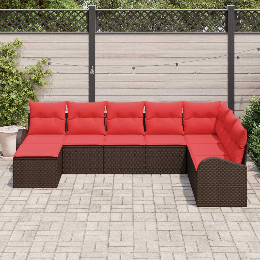 vidaXL Garten-Sofa-Set 8 pcs Braun Poly Rattan