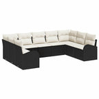 vidaXL Sofa Set mit Kissen 9 pcs Schwarz Poly Rattan