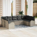 vidaXL Sofa Set mit Kissen Hellgrau Poly Rattan