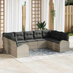 vidaXL Sofa Set mit Kissen Hellgrau Poly Rattan