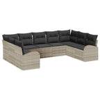 vidaXL Sofa Set mit Kissen Hellgrau Poly Rattan