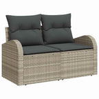 vidaXL Sofa Set mit Kissen Hellgrau Poly Rattan