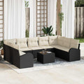 vidaXL Sofa Set mit Kissen 10 pcs Schwarz Poly Rattan