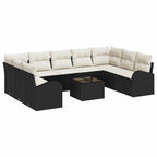 vidaXL Sofa Set mit Kissen 10 pcs Schwarz Poly Rattan
