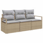 vidaXL Sofa Set 3 pcs Beige Poly-Rattan