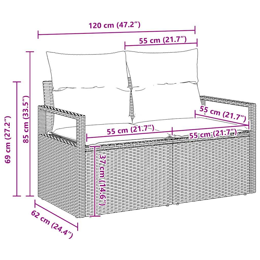 vidaXL Sofa Set 3 pcs Beige Poly-Rattan