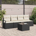 vidaXL Sofa Set 5 pcs Schwarz und Creme Poly-Rattan